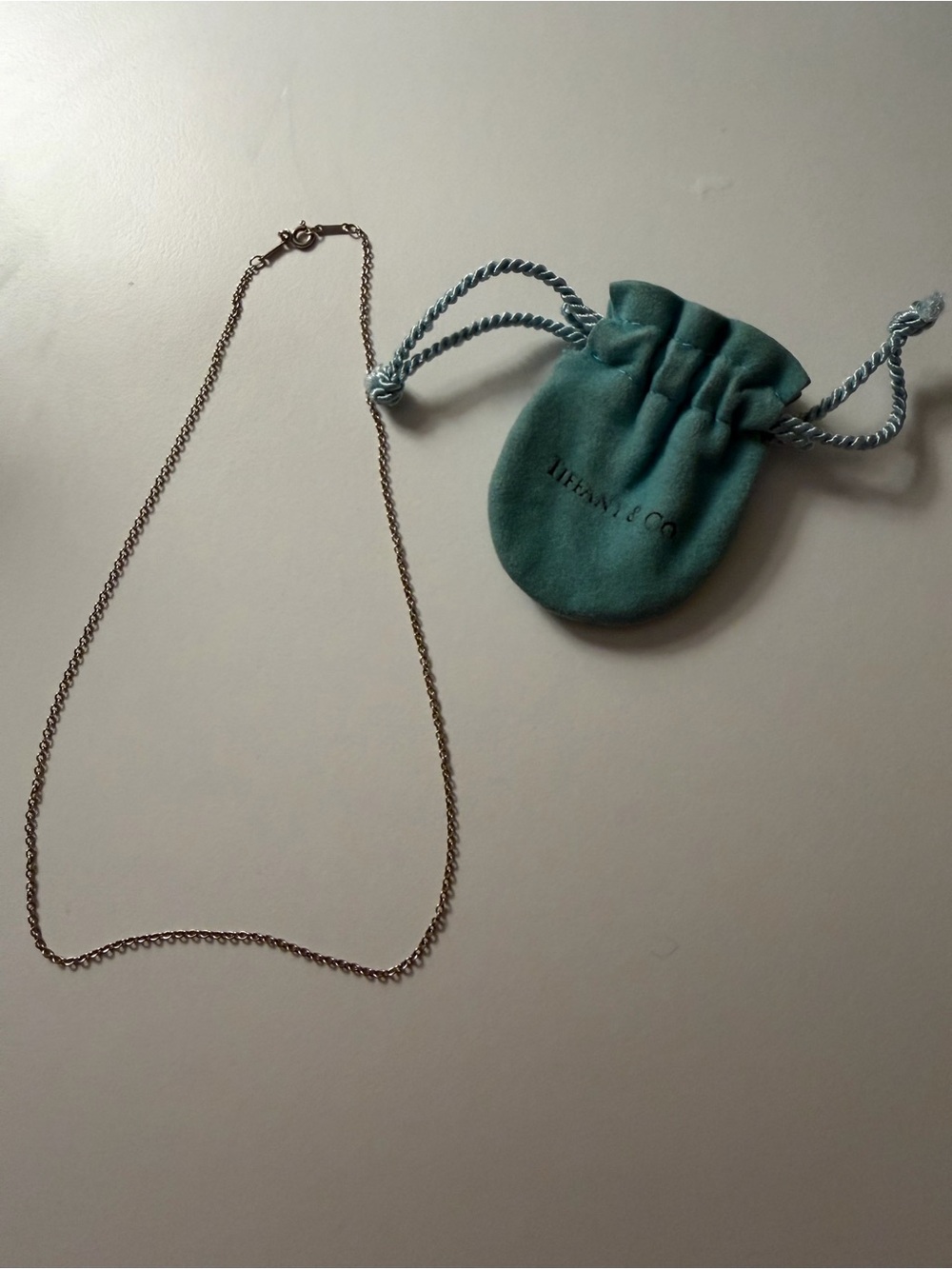 Tiffany & Co. 16”Paretti Sterling Silver Chain with Blue Pouch made in Spain